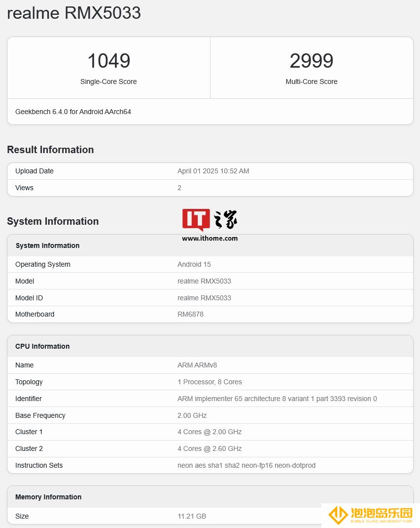 realme 真我 Narzo 80 Pro 手机跑分曝光：天玑 7400 芯片，12GB 内存、安卓 15